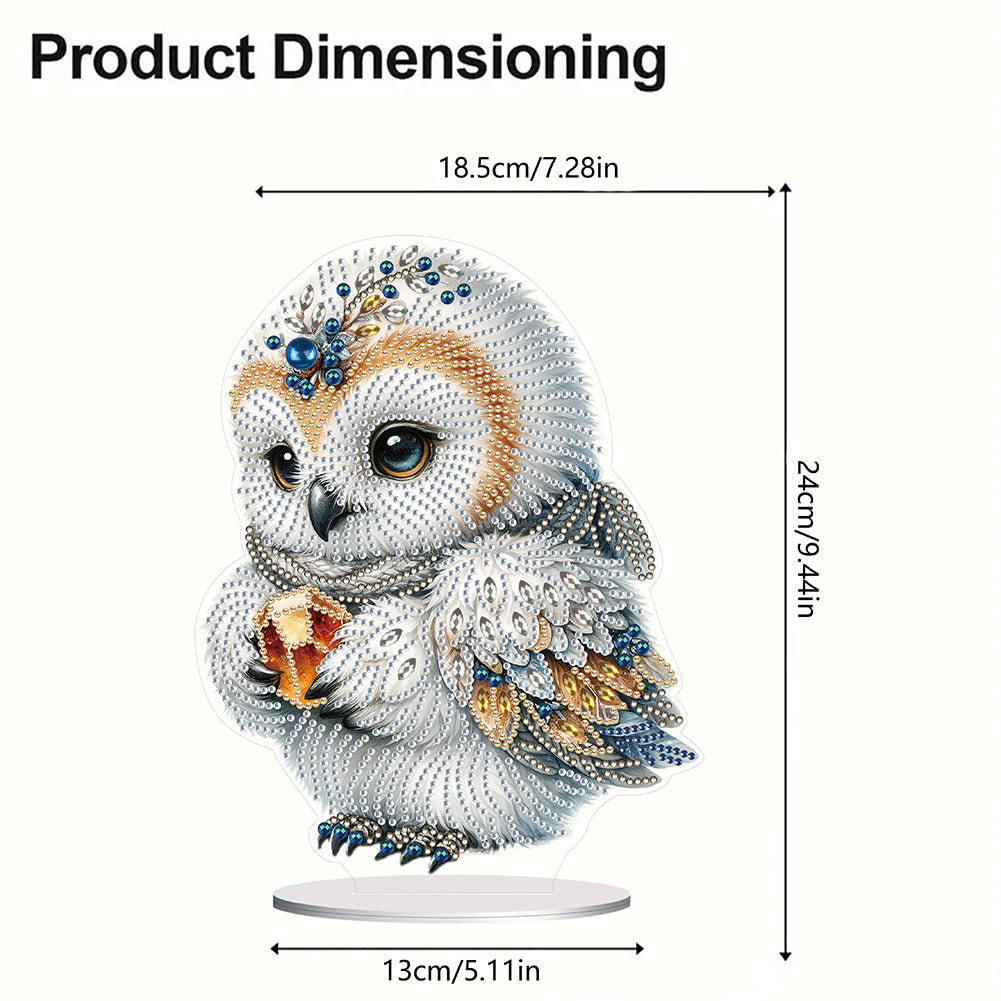 White Owl 5D DIY Diamond Painting Desktop Ornaments Kit for Office Desktop Decor