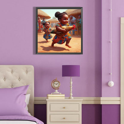 Black Kid - Full Round Drill Diamond Painting 40*40CM