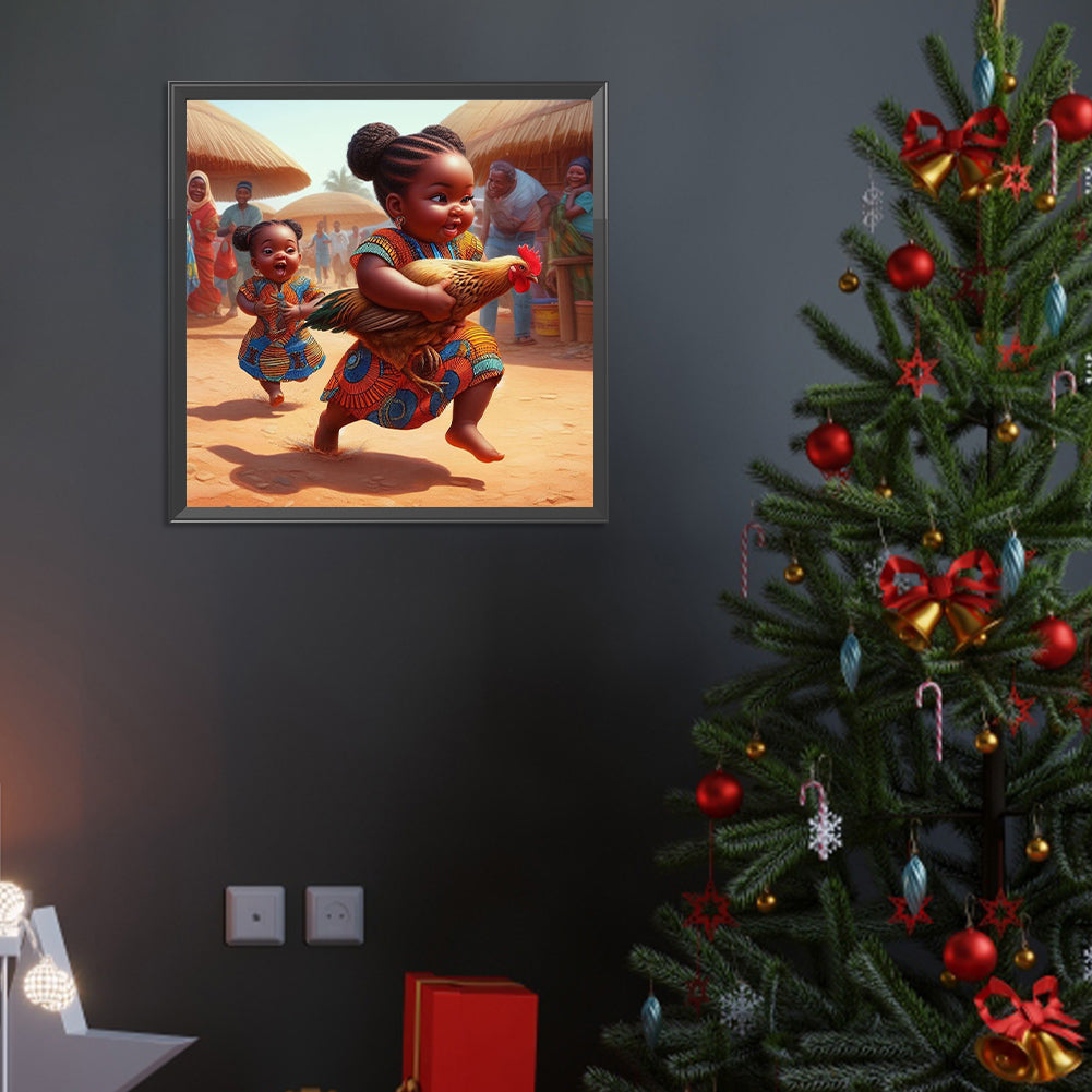 Black Kid - Full Round Drill Diamond Painting 40*40CM