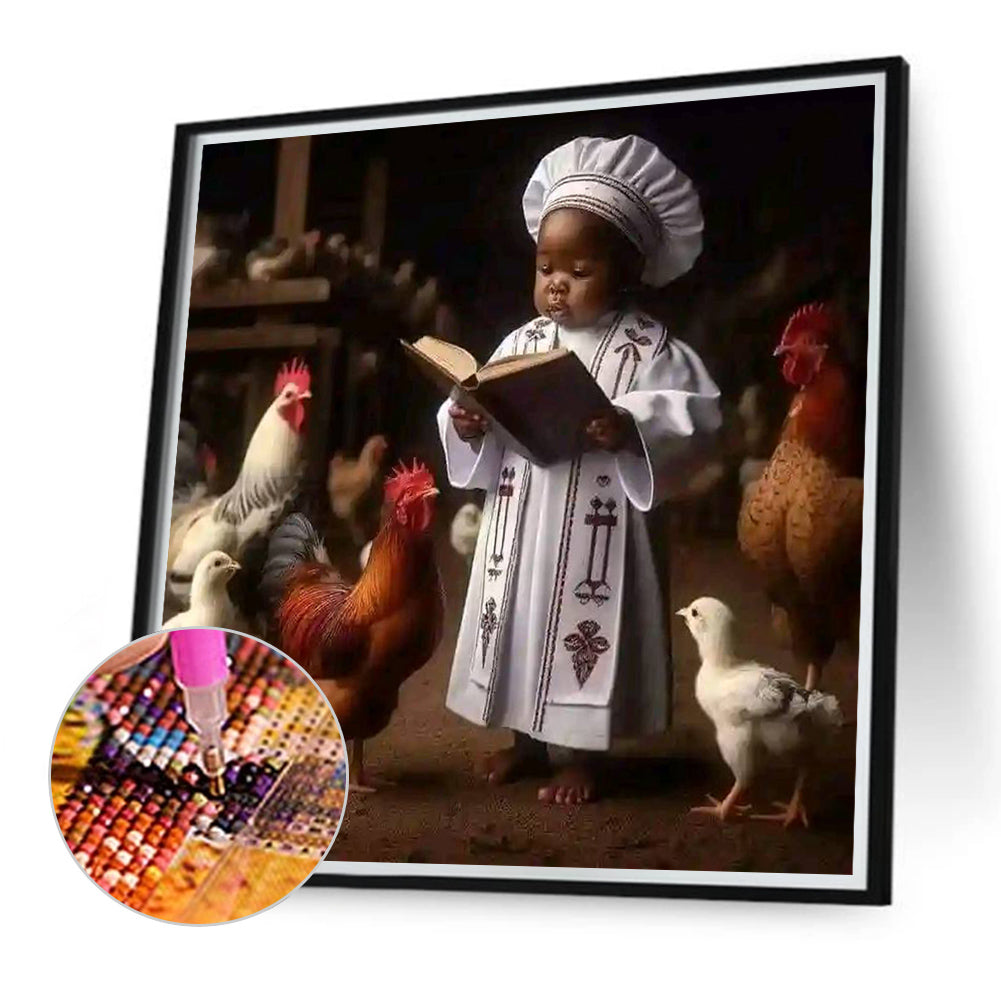 Black Kid - Full Round Drill Diamond Painting 40*40CM