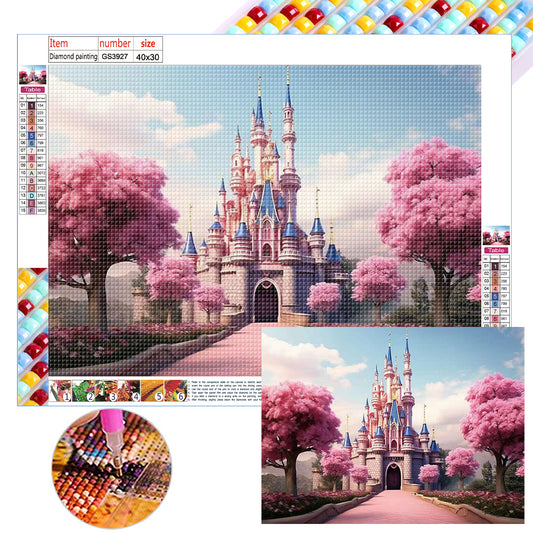 Pink Castle - Full Square Drill Diamond Painting 40*30CM