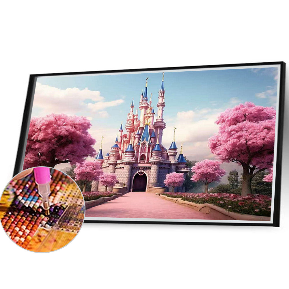 Pink Castle - Full Square Drill Diamond Painting 40*30CM