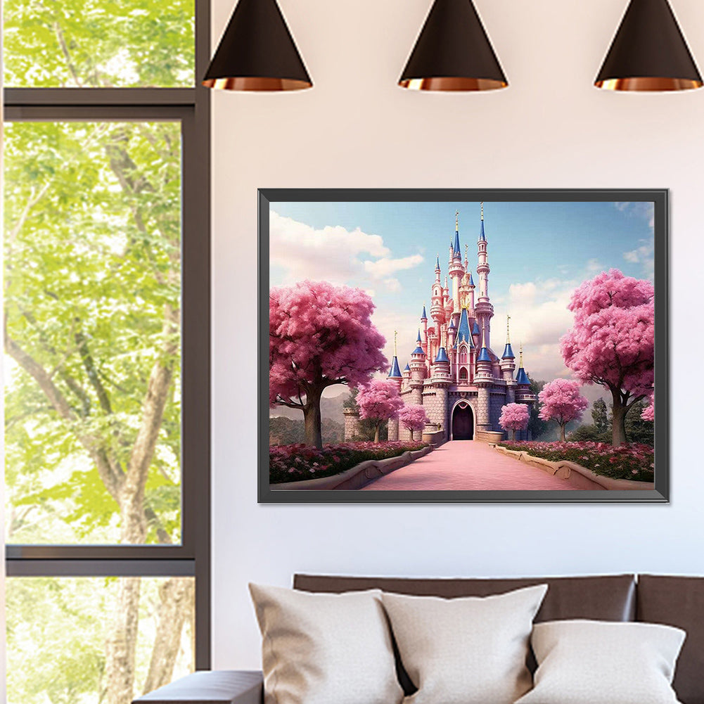 Pink Castle - Full Square Drill Diamond Painting 40*30CM
