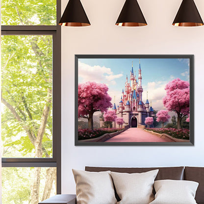 Pink Castle - Full Square Drill Diamond Painting 40*30CM