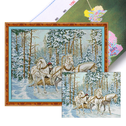 Snowmobile - 14CT Stamped Cross Stitch 65*52CM(Joy Sunday)