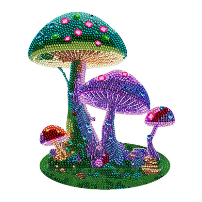 Wooden Diamond Painting Desktop Decoration for Office Decor (Colourful Mushroom)