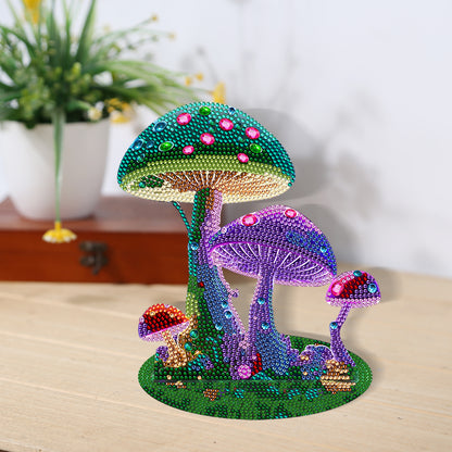 Wooden Diamond Painting Desktop Decoration for Office Decor (Colourful Mushroom)