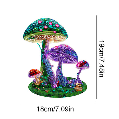 Wooden Diamond Painting Desktop Decoration for Office Decor (Colourful Mushroom)