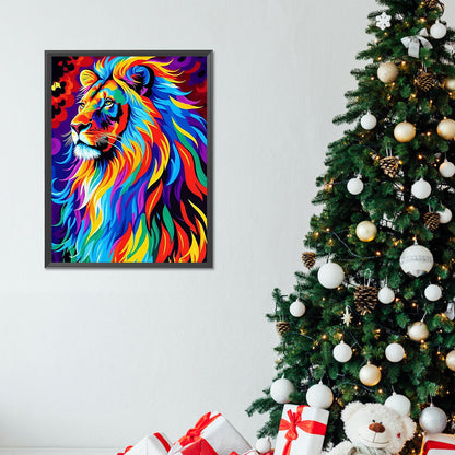 Colorful Lion Portrait - Full Round Drill Diamond Painting 30*40CM
