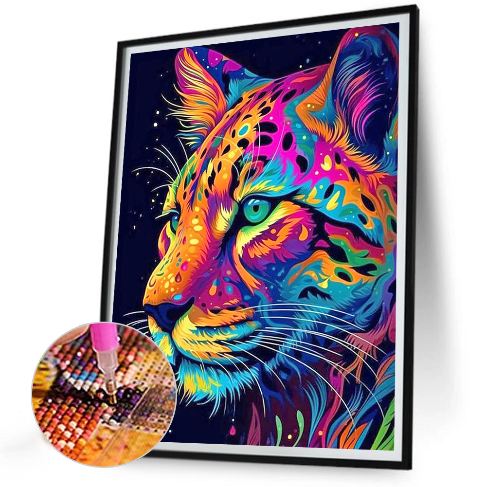 Color Leopard Portrait - Full Round Drill Diamond Painting 30*40CM