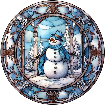 Snowman Glass Painting - Full Round Drill Diamond Painting 30*30CM