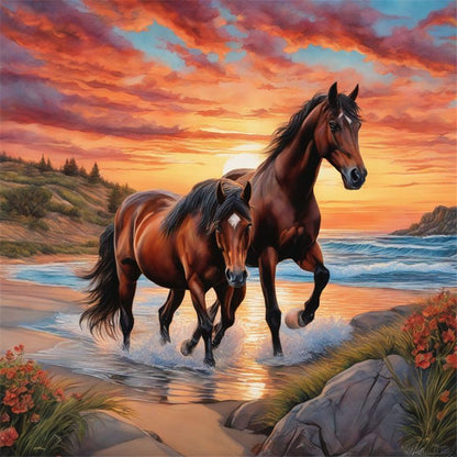 Horses - Full Round Drill Diamond Painting 30*30CM