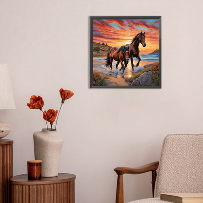 Horses - Full Round Drill Diamond Painting 30*30CM