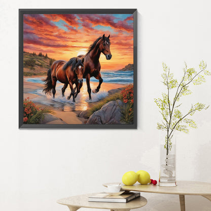 Horses - Full Round Drill Diamond Painting 30*30CM