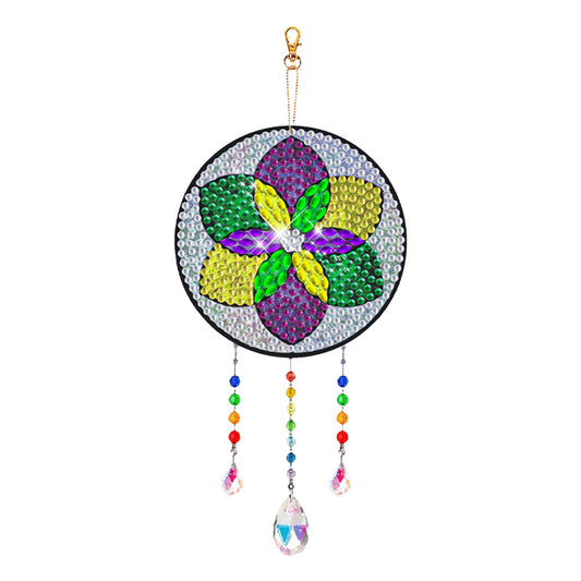 Suncatcher Double Sided Crystal Painting Ornament Windows Decor(Tricolor Flower)