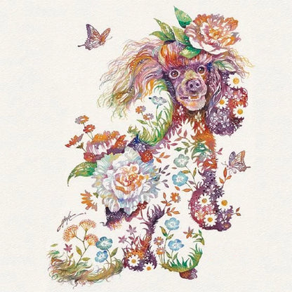 Flowers And Animals-Dog - 11CT Stamped Cross Stitch 45*45CM