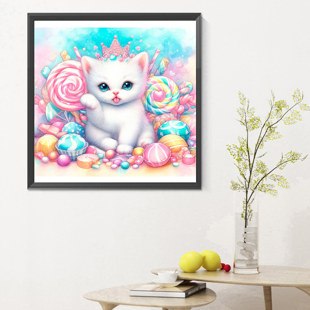 Candy Kitten - Full Round Drill Diamond Painting 30*30CM