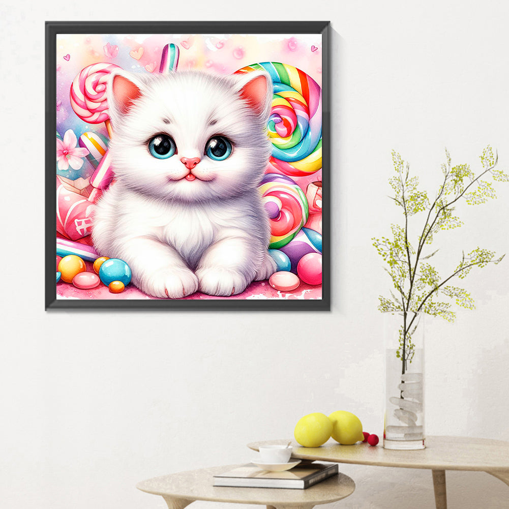 Candy Kitten - Full Round Drill Diamond Painting 30*30CM