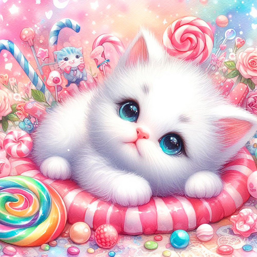 Candy Kitten - Full Round Drill Diamond Painting 30*30CM