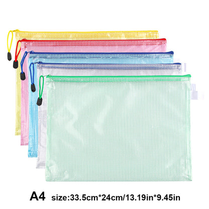 5pcs Mesh Zipper Bag Cross Stitch Mesh Zipper Pouch 13.19x9.45in (5 Colours)