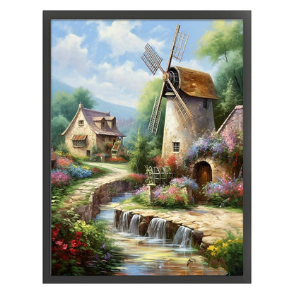 River Windmill - 11CT Stamped Cross Stitch 50*65CM