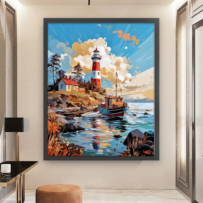 Sea Lighthouse - 11CT Stamped Cross Stitch 50*60CM
