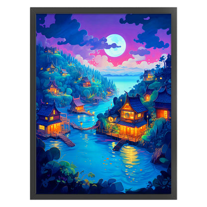 Moonlight River House - 11CT Stamped Cross Stitch 50*65CM