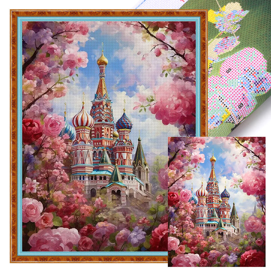 Flower Castle - 16CT Stamped Cross Stitch 45*60CM