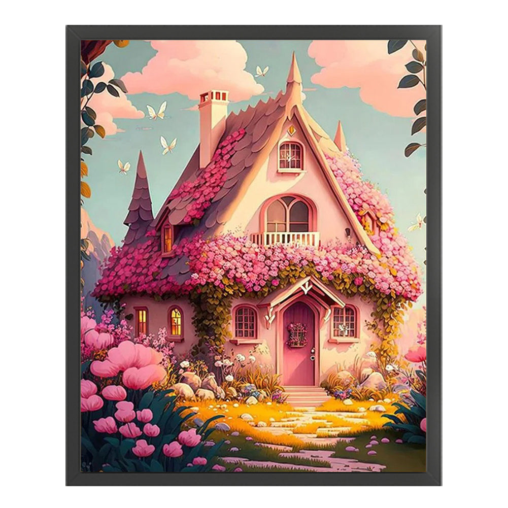 Pink Cabin - 16CT Stamped Cross Stitch 40*50CM