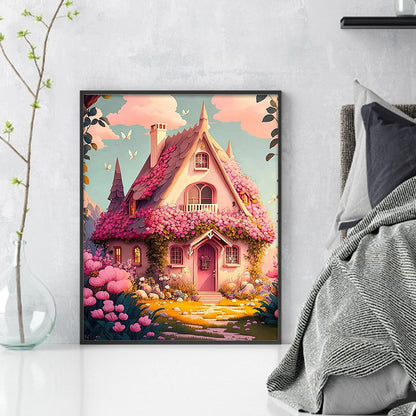 Pink Cabin - 16CT Stamped Cross Stitch 40*50CM