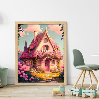 Pink Cabin - 16CT Stamped Cross Stitch 40*50CM