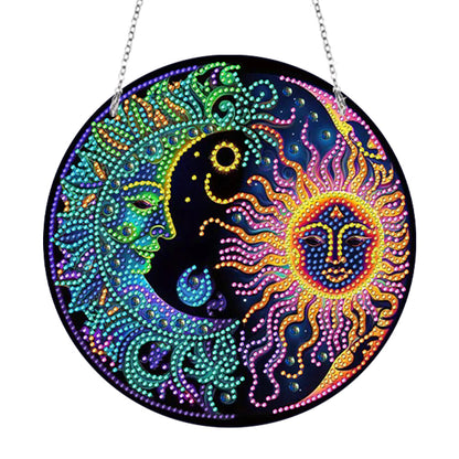 Sun Moon Single-Sided Diamond Painting Hanging Pendant for Window Decor 20x20cm