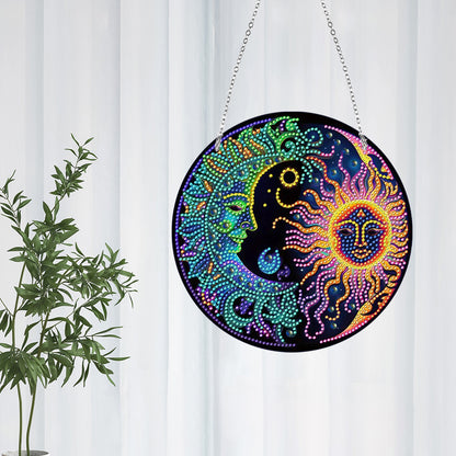 Sun Moon Single-Sided Diamond Painting Hanging Pendant for Window Decor 20x20cm