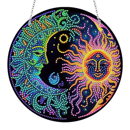 Sun Moon Single-Sided Diamond Painting Hanging Pendant for Window Decor 20x20cm