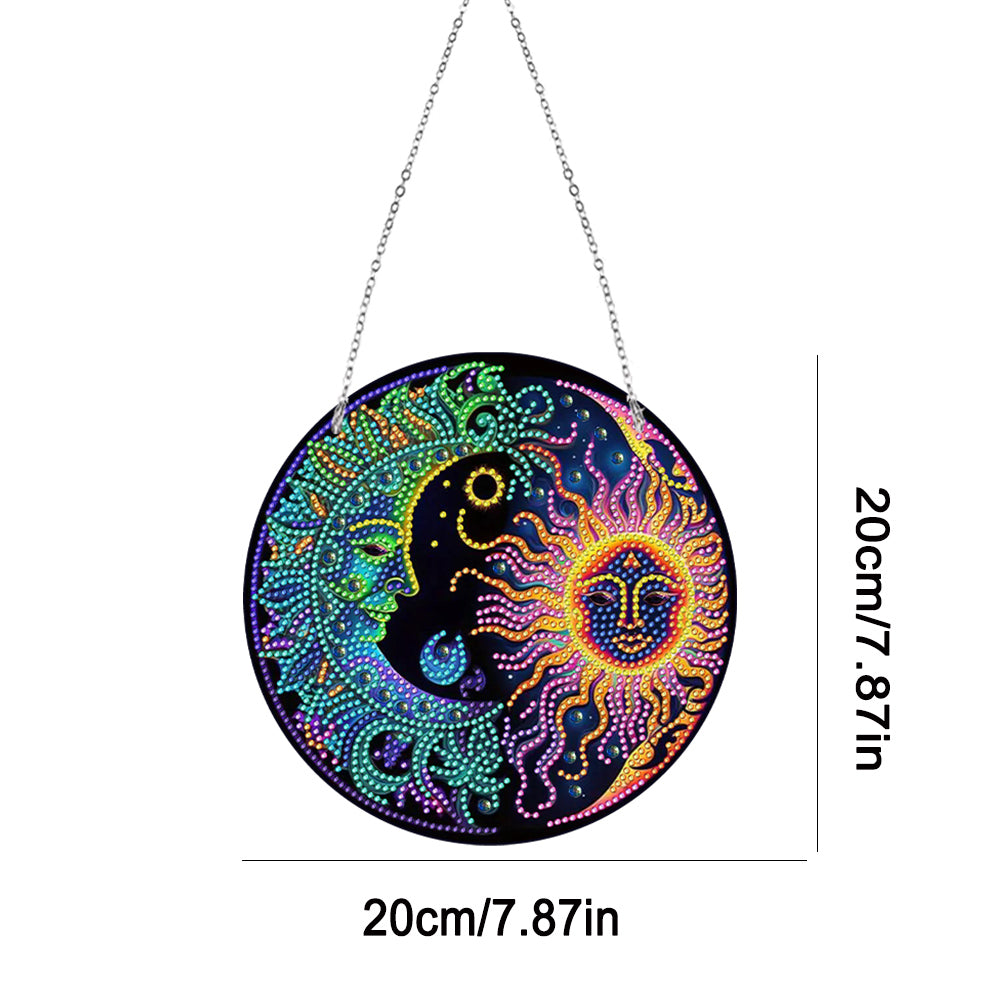 Sun Moon Single-Sided Diamond Painting Hanging Pendant for Window Decor 20x20cm