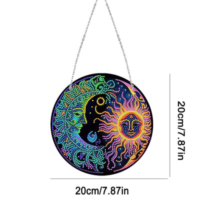 Sun Moon Single-Sided Diamond Painting Hanging Pendant for Window Decor 20x20cm