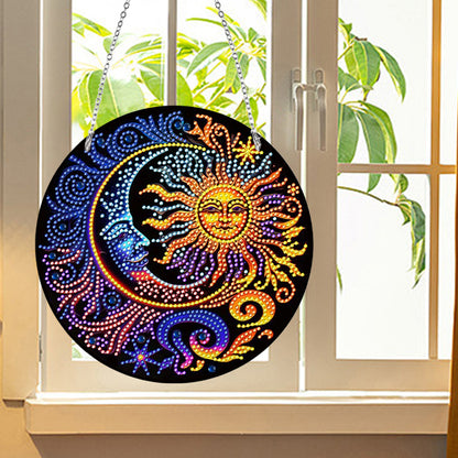 Sun Moon Single-Sided Diamond Painting Hanging Pendant for Window Decor 20x20cm