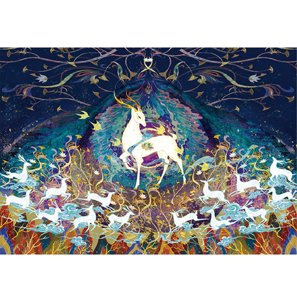 Dunhuang Nine-Color Deer - 11CT Stamped Cross Stitch 60*46CM