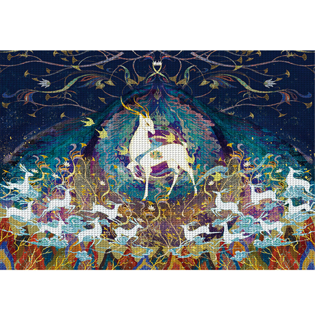 Dunhuang Nine-Color Deer - 11CT Stamped Cross Stitch 60*46CM