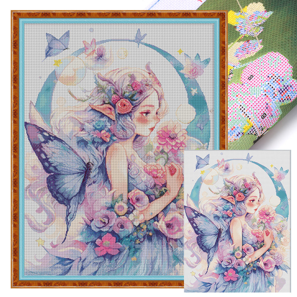 Butterfly Girl - 11CT Stamped Cross Stitch 77*99CM