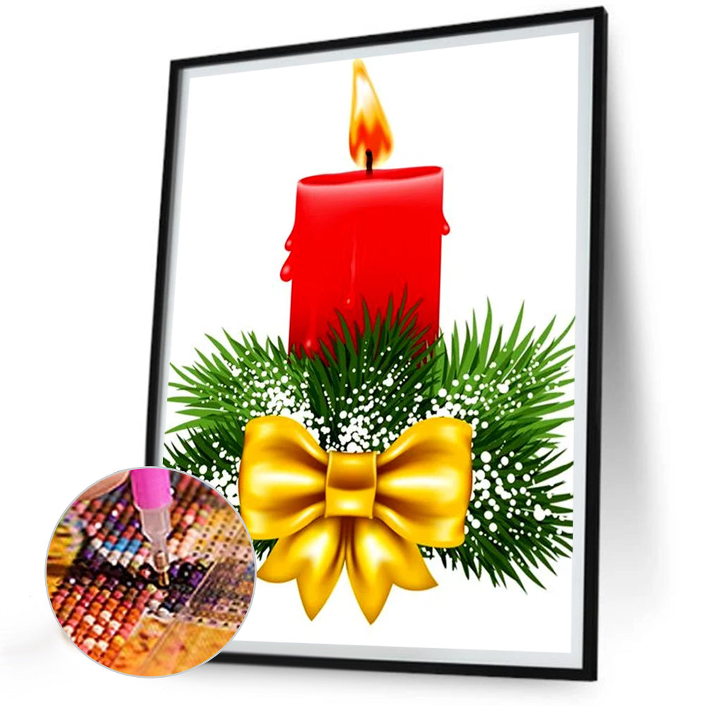 Christmas Candles - Full Round Drill Diamond Painting 30*40CM