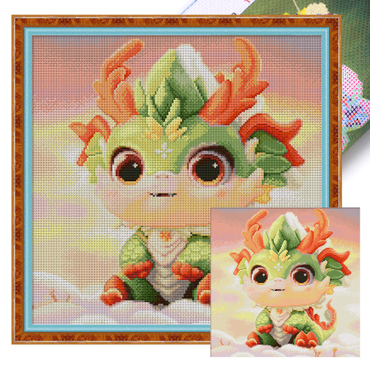 Vibrant Little Dragon - 11CT Stamped Cross Stitch 50*50CM