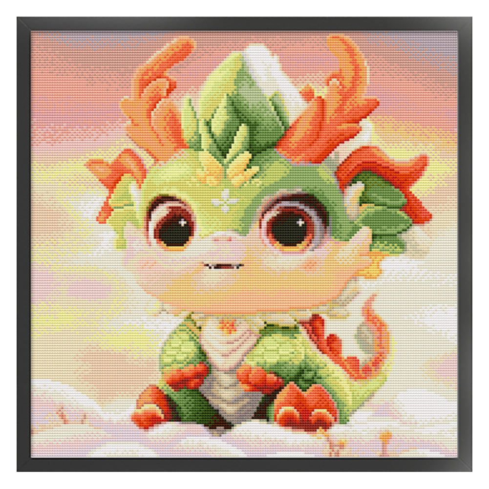 Vibrant Little Dragon - 11CT Stamped Cross Stitch 50*50CM