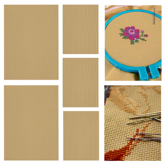 5 pcs 11 Count Embroidery Cross Cotton Fabric for Embroidery Beginner (12x16in)