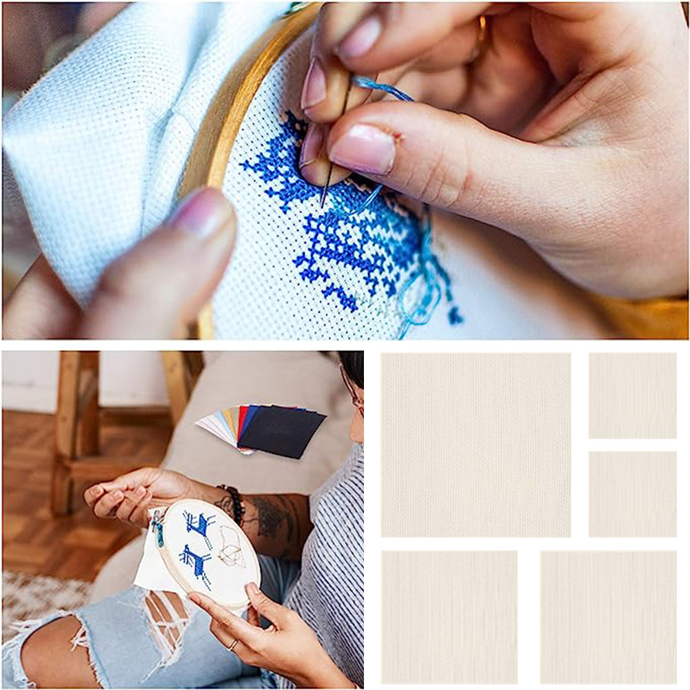 5 pcs 11 Count Embroidery Cross Stitch Fabric for Embroidery Beginner (12x12in)