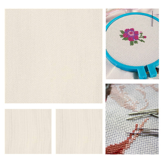 3 pcs 11 Count Embroidery Cross Stitch Fabric for Embroidery Beginner (20x20in)