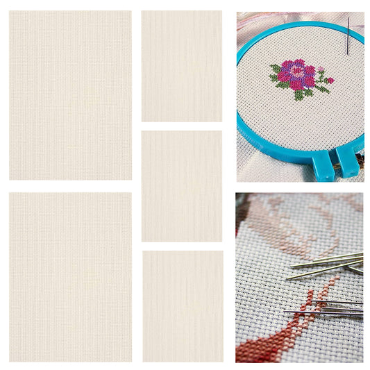 5 pcs 11 Count Embroidery Cross Stitch Fabric for Embroidery Beginner (12x16in)