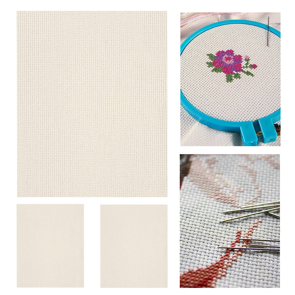 3 pcs 11 Count Embroidery Cross Stitch Fabric for Embroidery Beginner (20x24in)