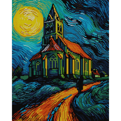 Van Gogh Style Church - 14CT Stamped Cross Stitch 36*48CM(Joy Sunday)