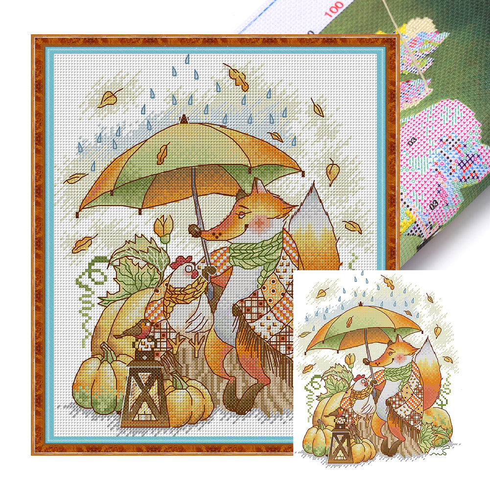 Fall Party - 14CT Stamped Cross Stitch 26*29CM(Joy Sunday)